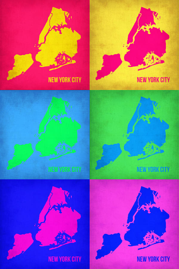 New York Map Painting - New York City Pop Art  Map 5 by Naxart Studio