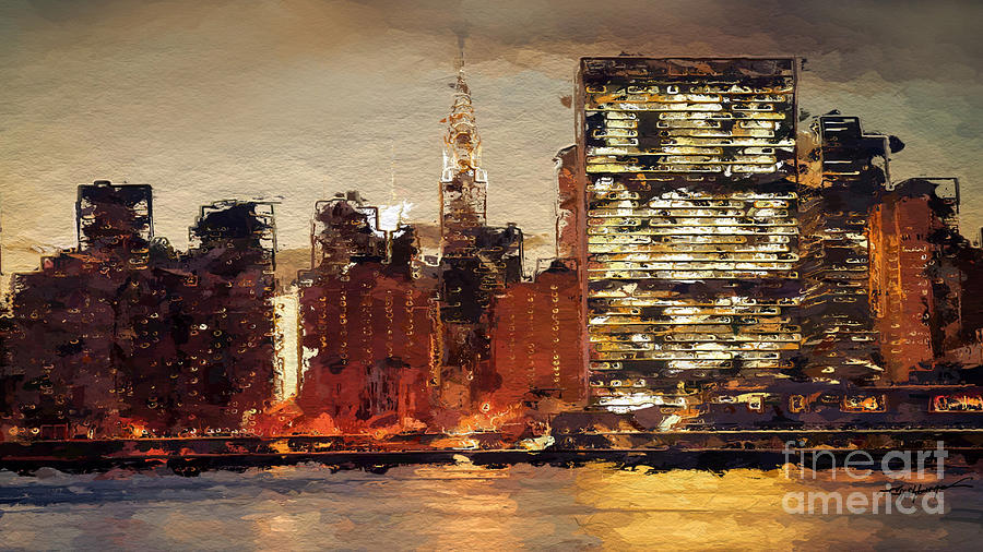 New York City Skyline abstract 2 Digital Art by Anthony Fishburne