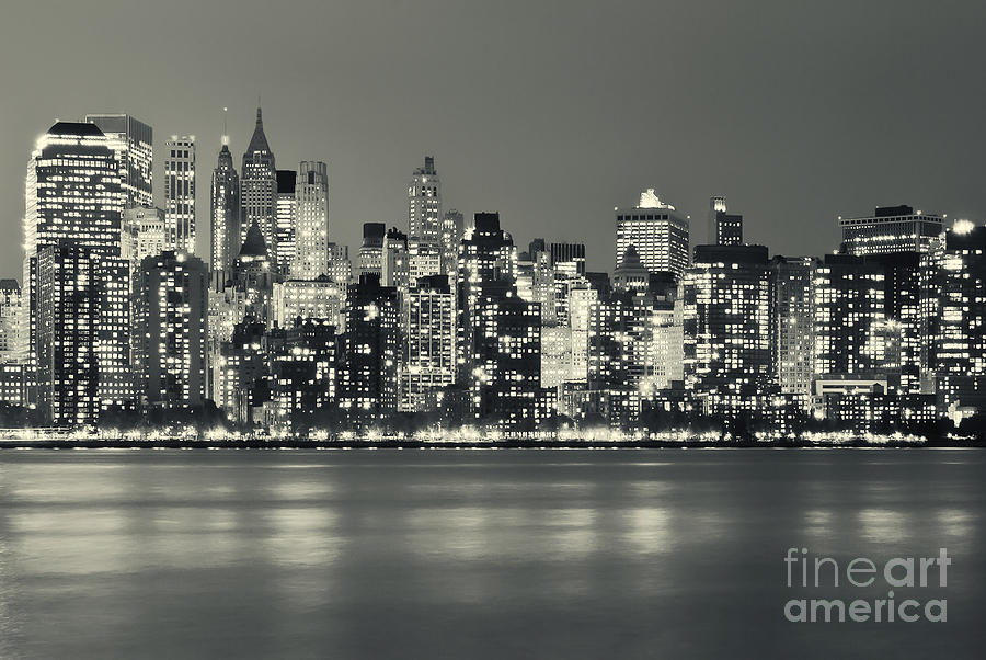 New York City Photograph - New York City Skyline at Night by Sabine Jacobs