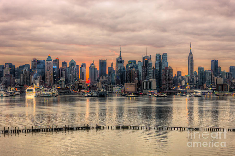 New York City Skyline at Sunrise II Photograph by Clarence Holmes - Pixels