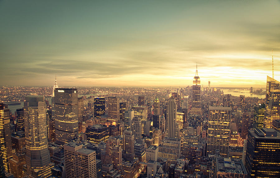 New York City Photograph - New York City - Skyline at Sunset by Vivienne Gucwa