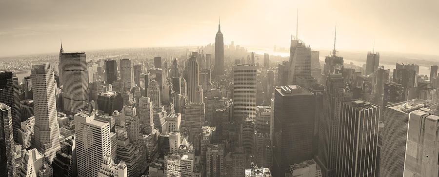 New York City Skyline Black And White Photograph