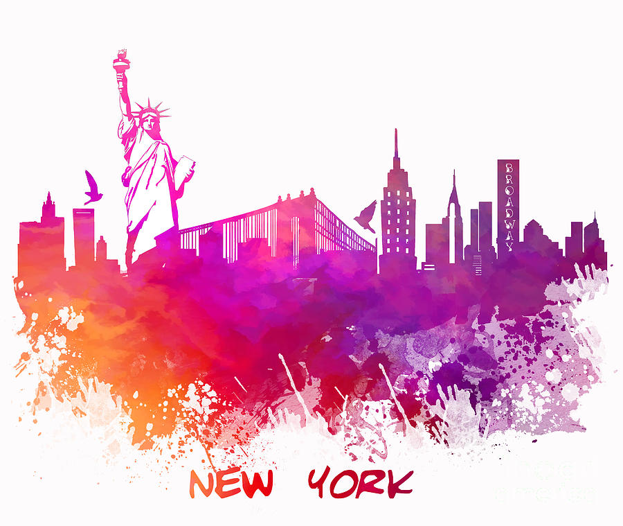 New York city Skyline Digital Art by Justyna Jaszke JBJart