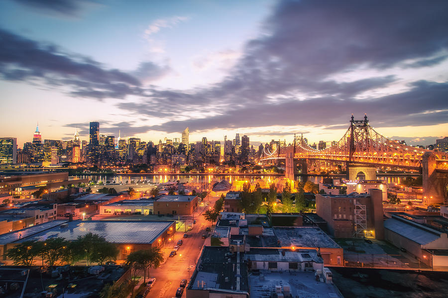New York City Photograph - New York City Skyline - Lights at Dusk by Vivienne Gucwa