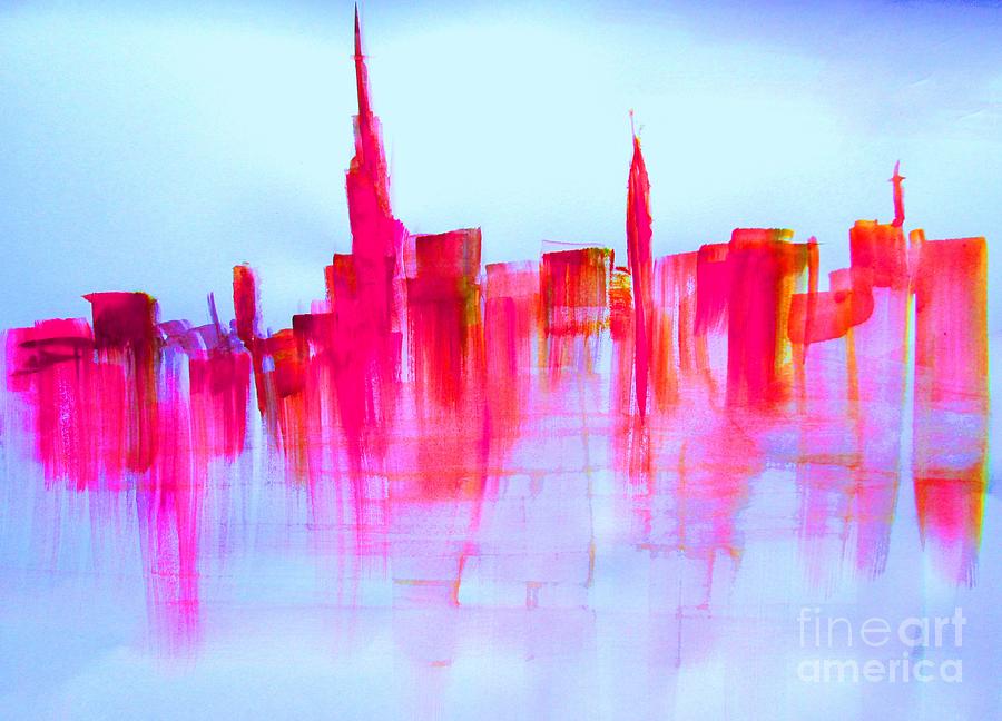NEW YORK CITY SKYLINE paintings  Painting by Mary Cahalan Lee - aka PIXI