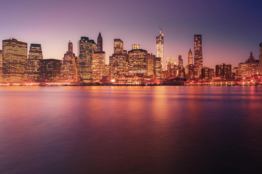 New York City Photograph - New York City Skyline - Night Lights by Vivienne Gucwa