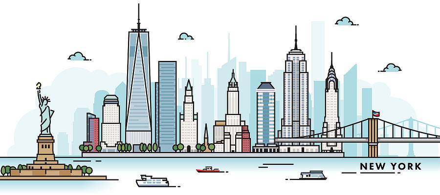 New York City Skyline Drawing by youngID