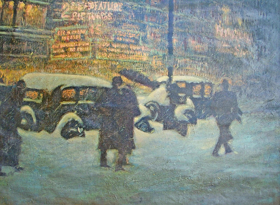 New York City Snow 1940s Painting by Henry Goode