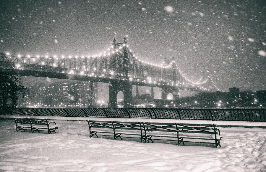 New York City - Snow at Night - Sutton Place Photograph by Vivienne Gucwa