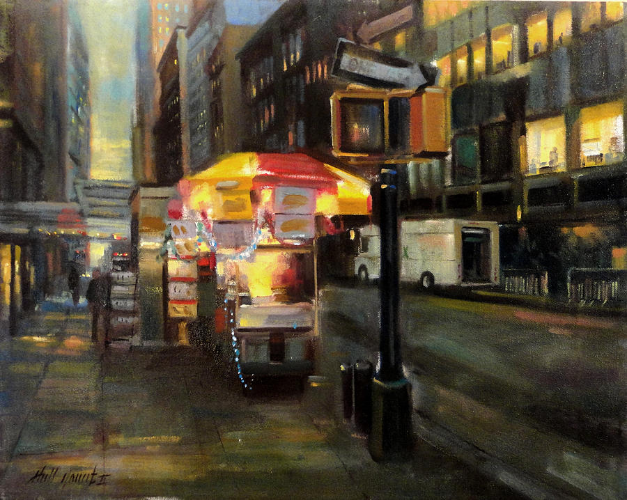 New York City Painting - New York City Street Vendor by Hall Groat II