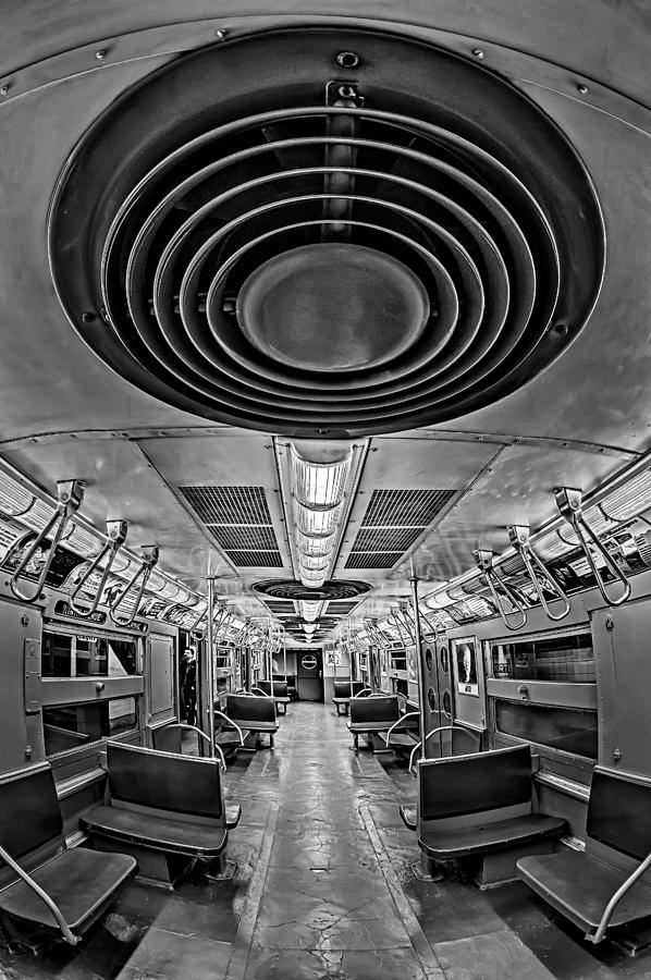 New York City Subway Train BW Photograph by Susan Candelario