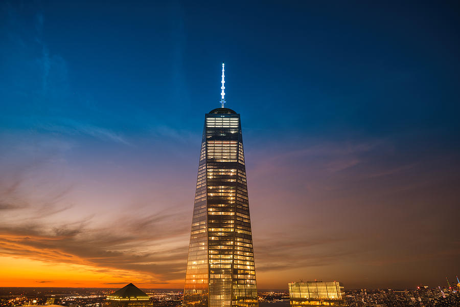 New York City - Sunset and One World Trade Center Photograph by Vivienne Gucwa