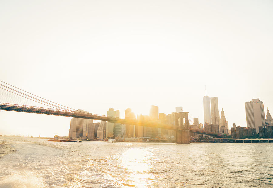 New York City - Sunset over the Brooklyn Bridge Photograph by Vivienne Gucwa