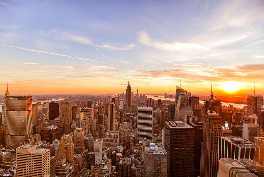 New York City Photograph - New York City - Sunset Skyline by Vivienne Gucwa