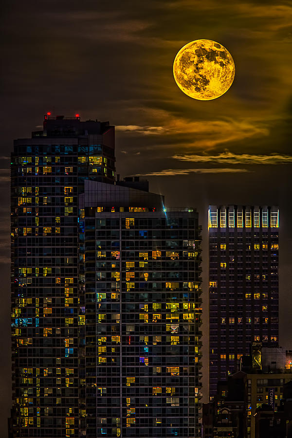 Landscape Photograph - New York City Super Moon by Susan Candelario