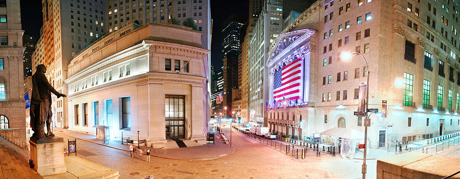 New York City Photograph - New York City Wall Street Panorama by Songquan Deng New York City Photograph - New York City Wall Street Panorama by Songquan Deng