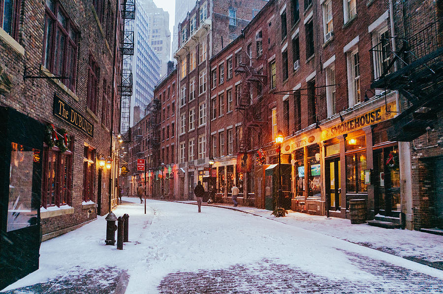 New York City Photograph - New York City - Winter - Snow on Stone Street by Vivienne Gucwa