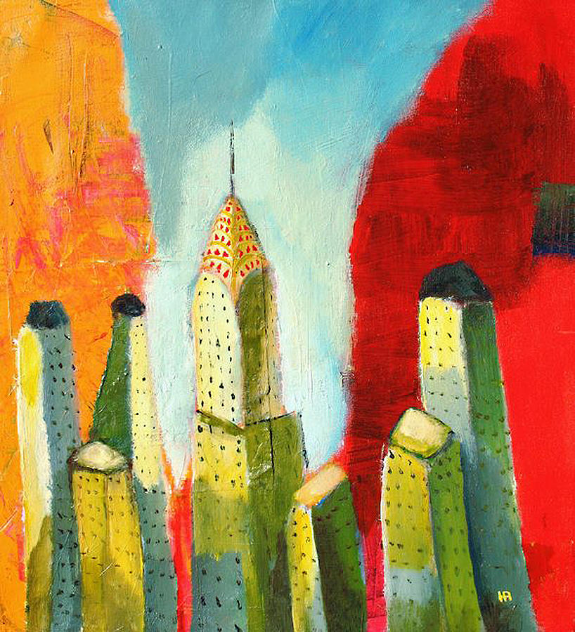 new york city with Chrysler building building Painting by Habib Ayat