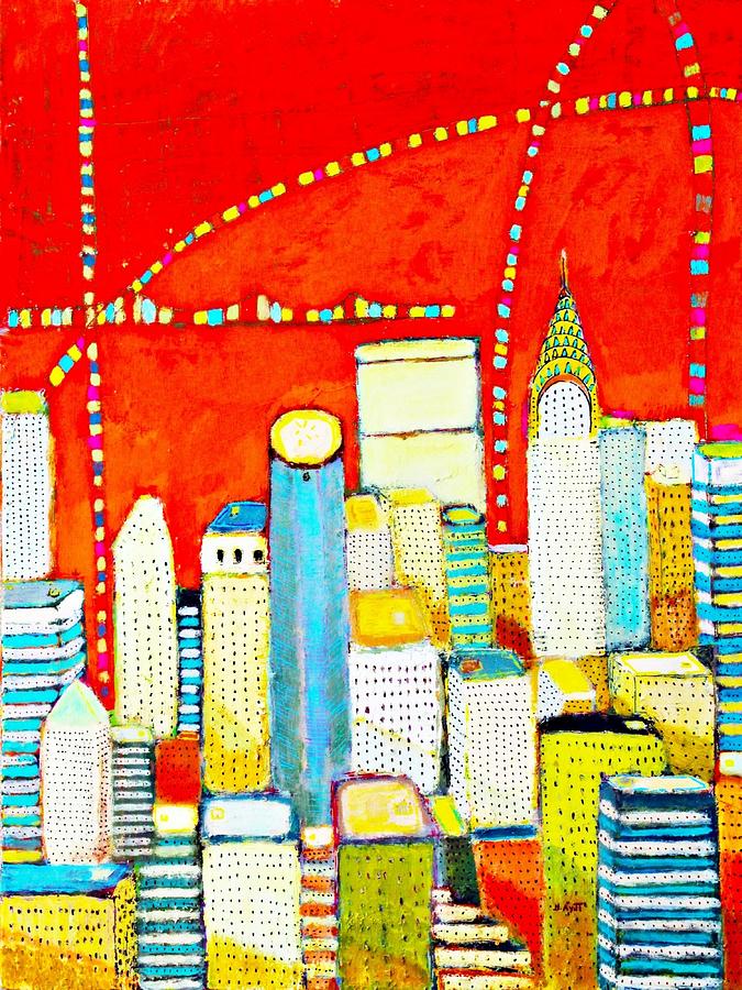 New york city with red Painting by Habib Ayat