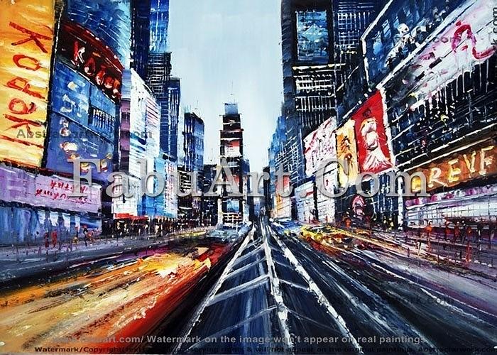 New York Cityscape Painting Textured Painting by FabuArt