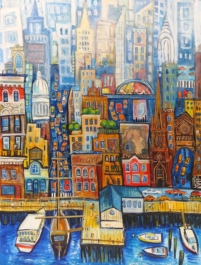 New York Downtown Painting by Mikhail Zarovny