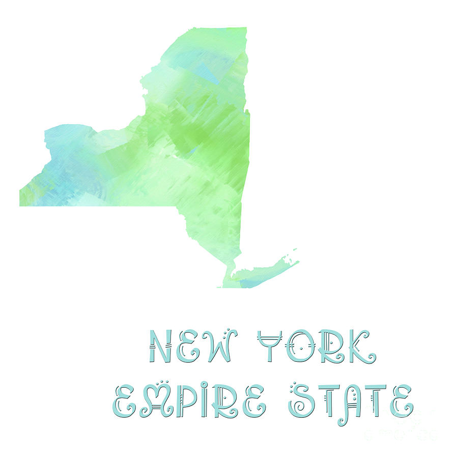 New York - Empire State - Map - State Phrase - Geology Digital Art by Andee Design