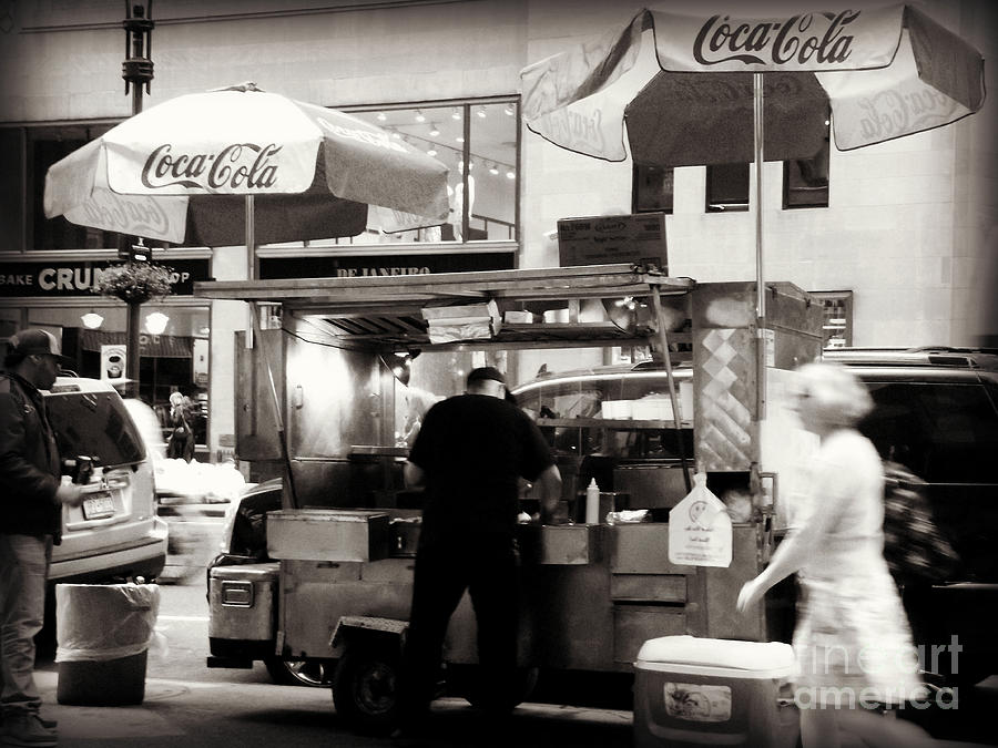 New York City Photograph - New York Food Cart and Patrons by Miriam Danar