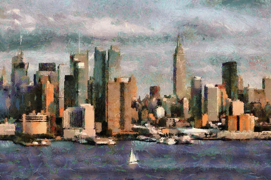 Cloudly grey New York city Painting by Georgi Dimitrov - Fine Art America