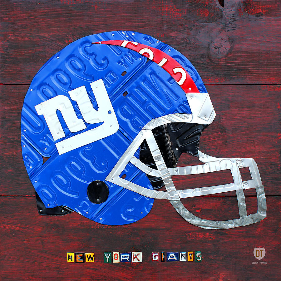 New York Giants NFL Football Helmet License Plate Art Mixed Media by Design Turnpike