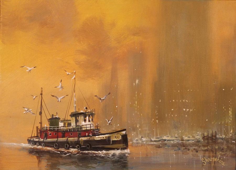 New York Harbor at Daybreak Painting by Tom Shropshire