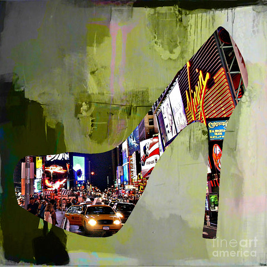 New York in a Shoe Mixed Media by Marvin Blaine
