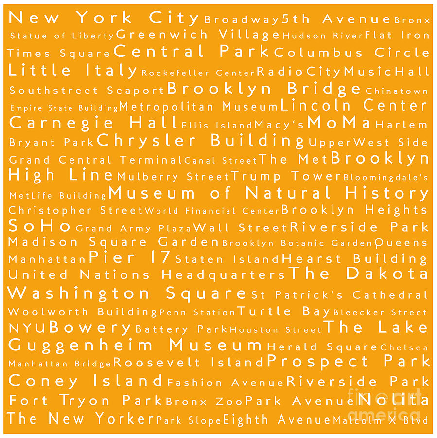 New York in Words Orange Photograph by Sabine Jacobs