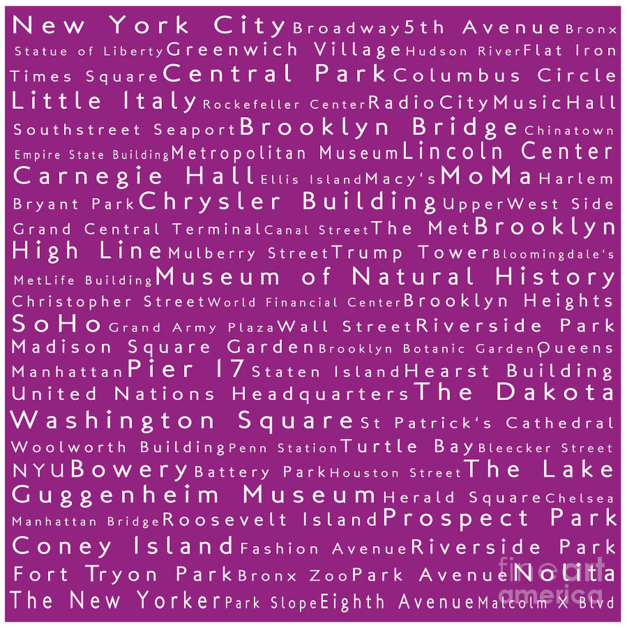 New York in Words Pink Photograph by Sabine Jacobs