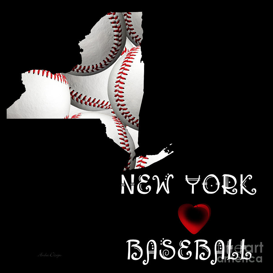 New York Loves Baseball Digital Art by Andee Design