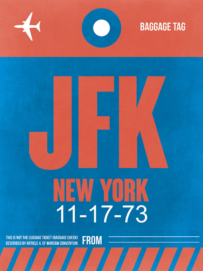 New York City Digital Art - New York Luggage Tag Poster 1 by Naxart Studio