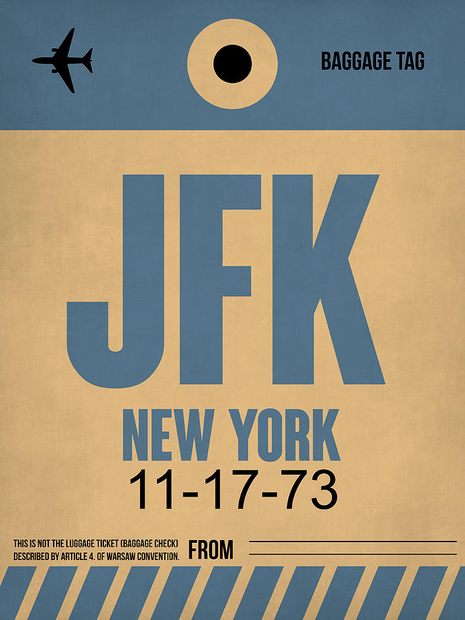 New York City Digital Art - New York Luggage Tag Poster 2 by Naxart Studio