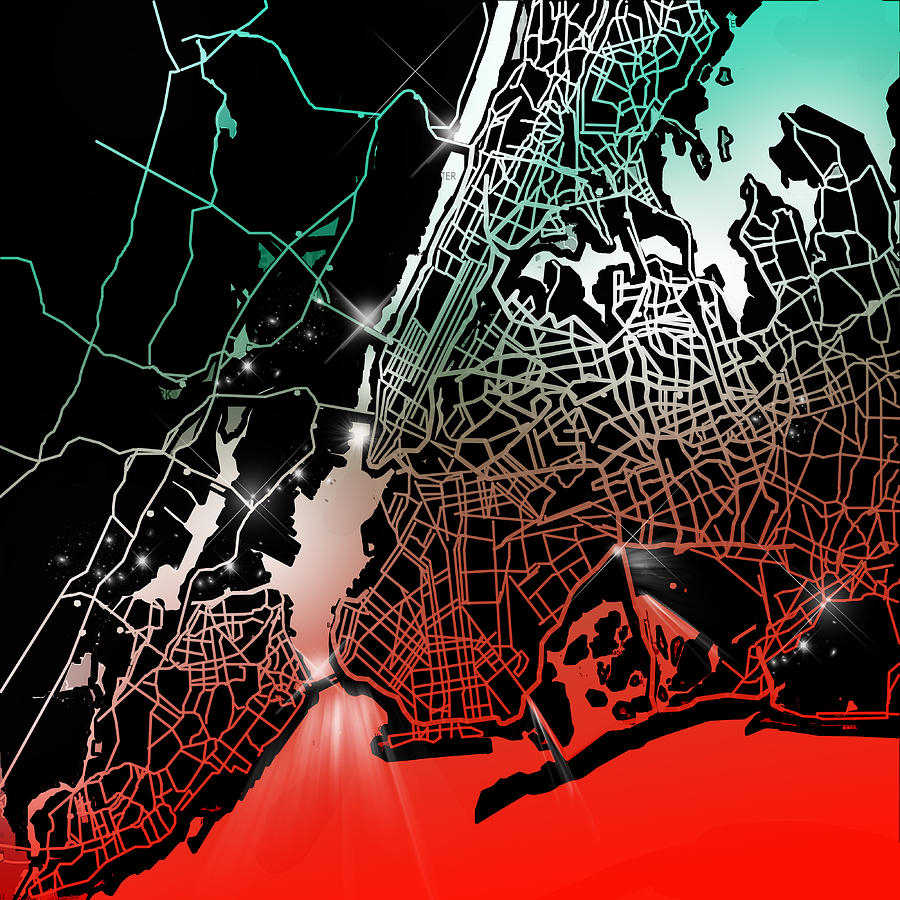New York Map Gradient Painting by Bekim M