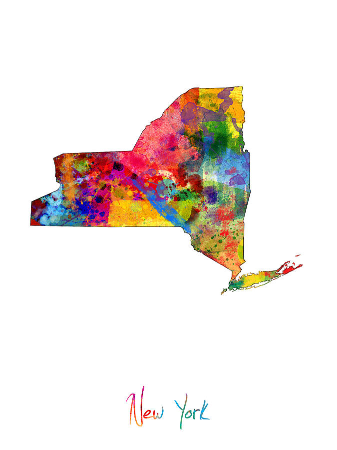 New York Map Digital Art by Michael Tompsett