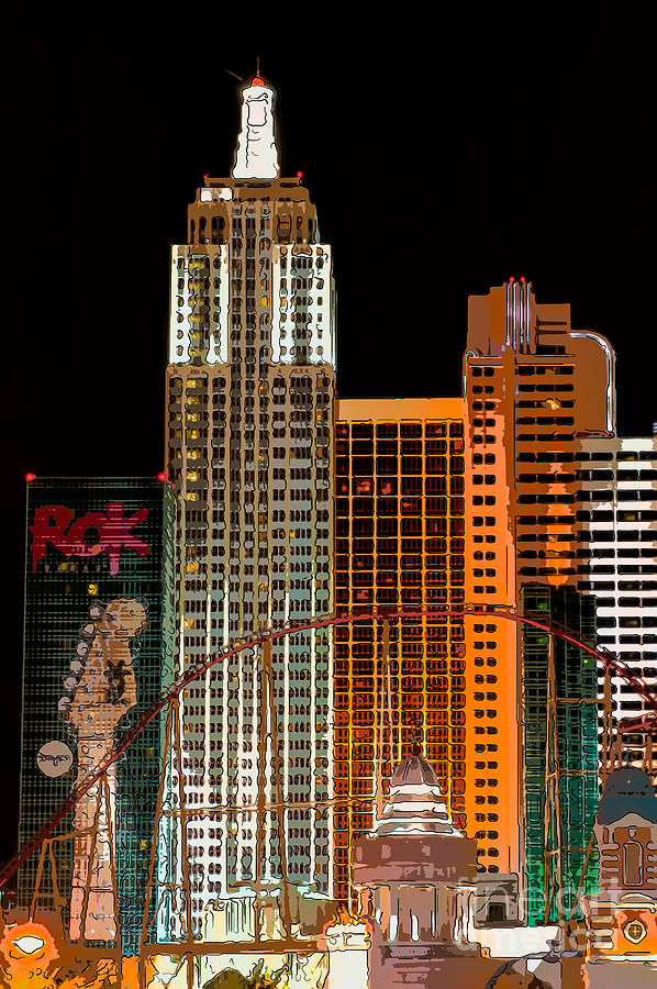 Las Vegas Photograph - New York-New York Hotel Las Vegas - Pop Art Style by Ian Monk
