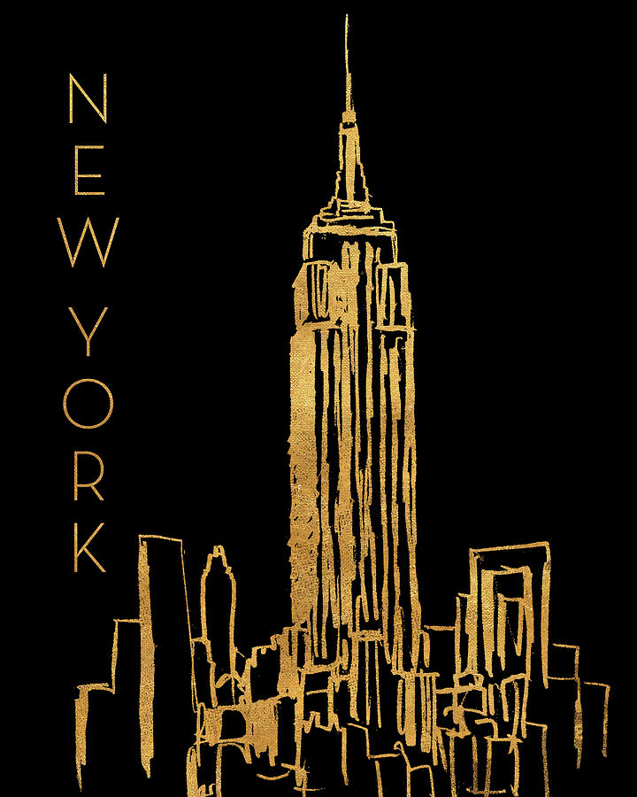 City Mixed Media - New York On Black by Nicholas Biscardi
