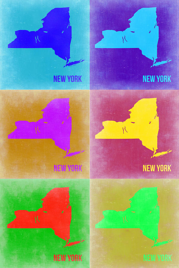 New York Map Painting - New York Pop Art  Map 3 by Naxart Studio