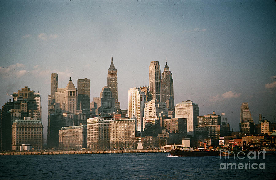 Skyline Photograph - New York skyline as seen from the Circle Line Ferry Manhattan New York circa 1960 by Monterey County Historical Society
