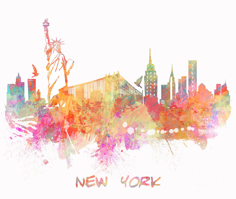 New York skyline city Digital Art by Justyna Jaszke JBJart - Fine Art ...