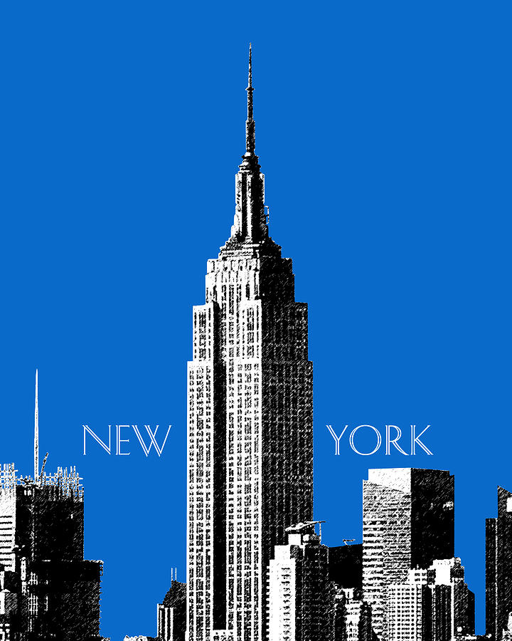 New York Skyline Empire State Building - Blue Digital Art by DB Artist