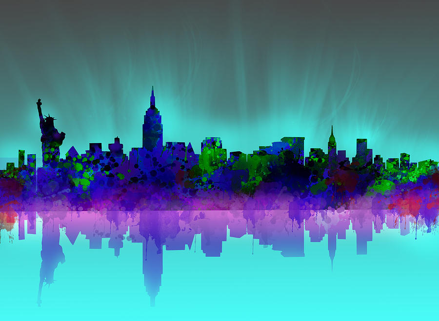 New York Skyline Gradient Painting By Bekim M