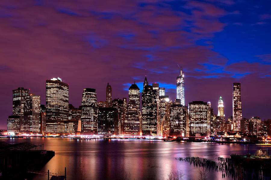 New York Skyline Magic Hour-- from Brooklyn Heights Promenade Photograph by Mitchell R Grosky