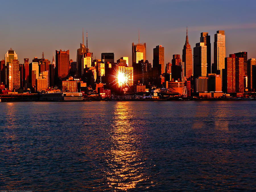 New York Skyline Stars at Sunset Photograph by Mitchell R Grosky
