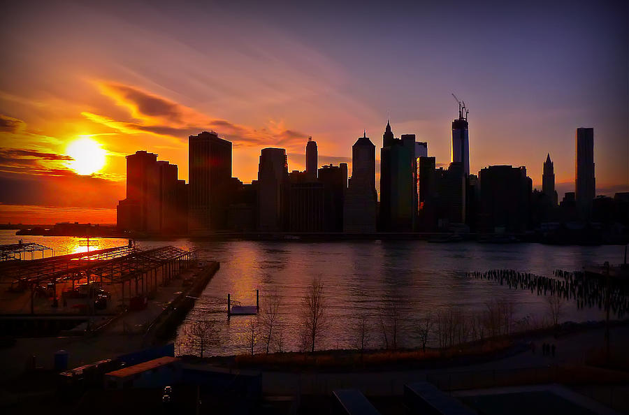 New York Skyline Sunset -- from Brooklyn Heights Promenade Photograph by Mitchell R Grosky