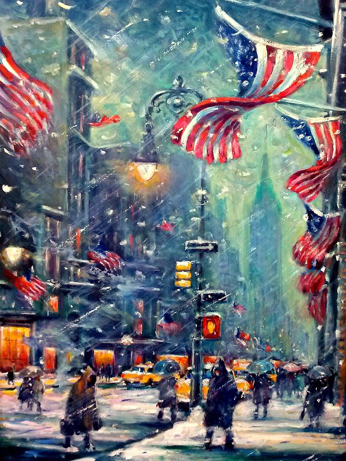 New York Snowy Night Painting by Philip Corley