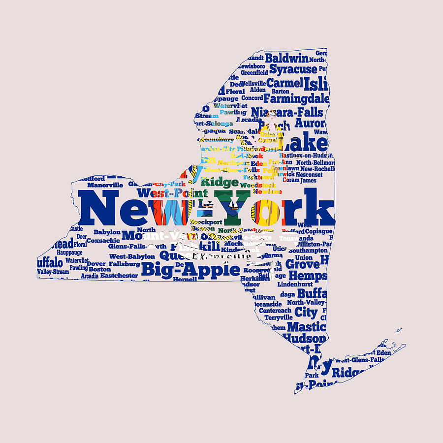 New York State Flag Word Cloud Digital Art by Brian Reaves